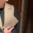 [フレンチカーフ] <br>フラップロングウォレット<br>color：トープ