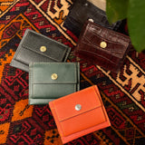 [Croc pattern leather] <br>mini snap wallet<br>color: dark brown