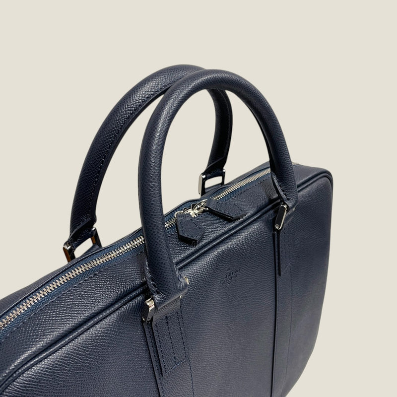 [フレンチカーフ] <br>ブリーフケース<br>color：ネイビー<br>【１０月上旬入荷予定】