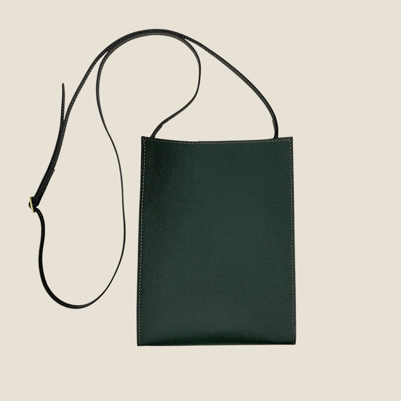 [フレンチカーフ]<br>ボックスサコッシュL<br>color：ダークグリーン