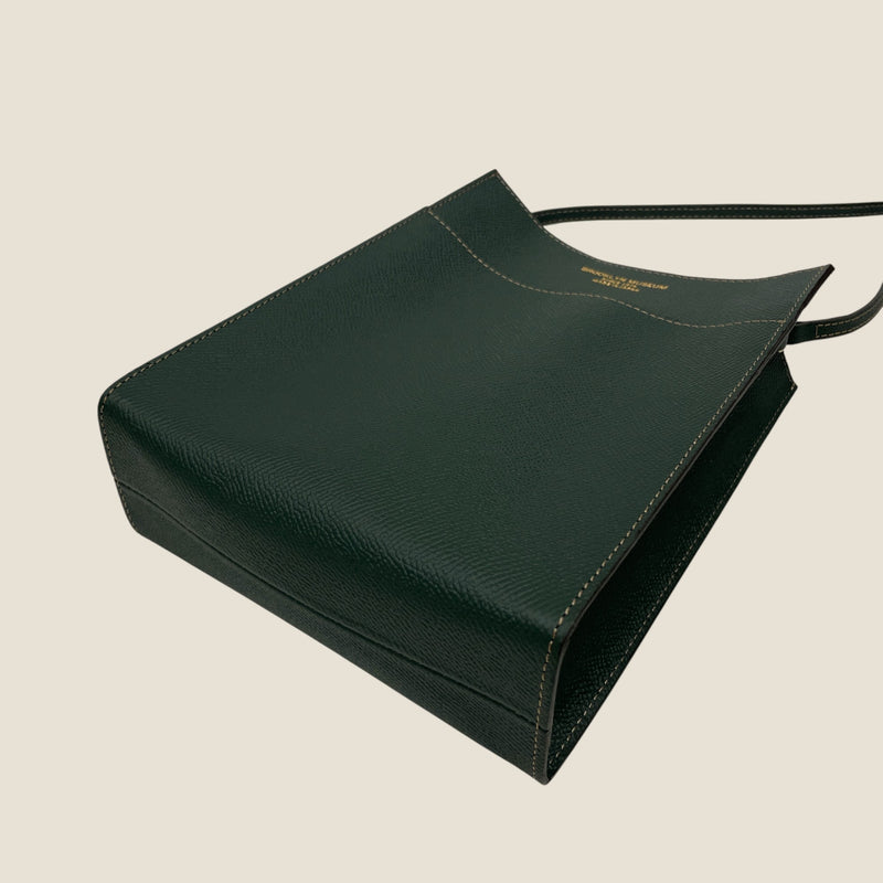 [フレンチカーフ]<br>ボックスサコッシュL<br>color：ダークグリーン