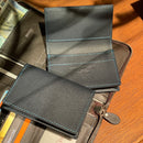 [French calf] <br>Through gachi card case<br>Color: Navy x Turquoise Stitch