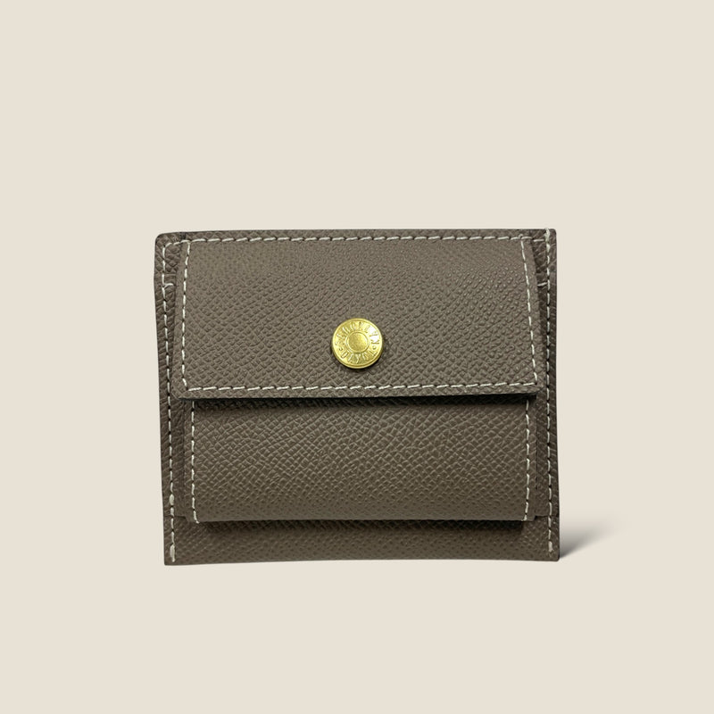 [フレンチカーフ] <br>ミニスナップウォレット<br>color：エタングレー