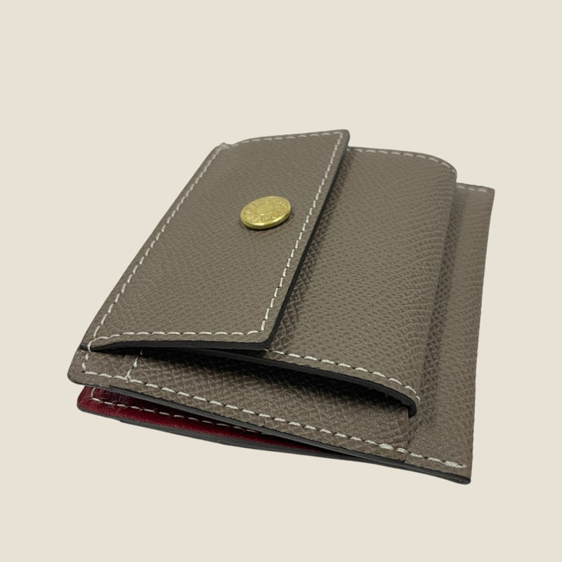 [フレンチカーフ] <br>ミニスナップウォレット<br>color：エタングレー