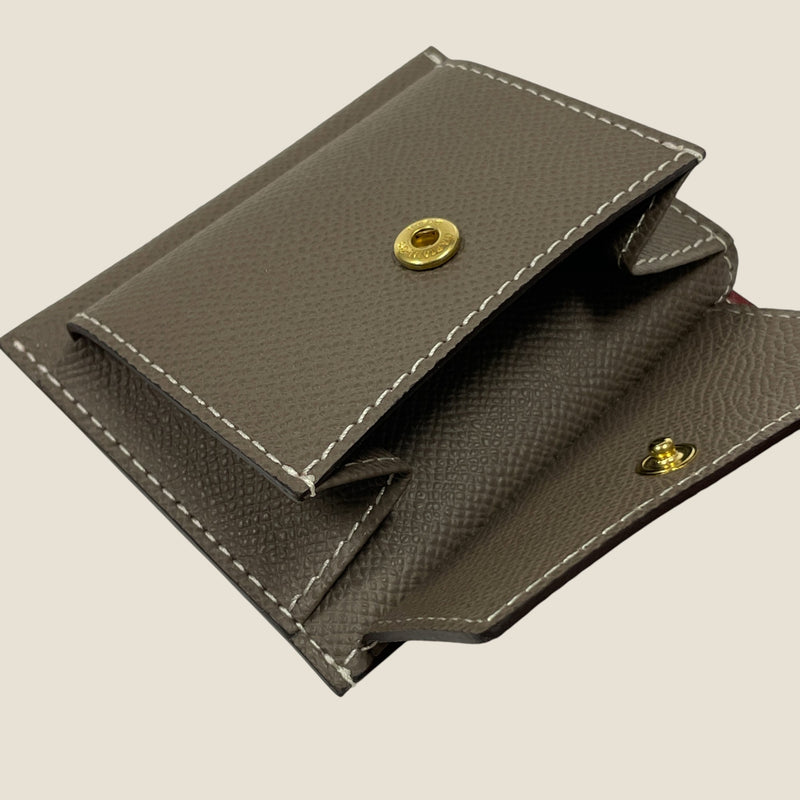 [フレンチカーフ] <br>ミニスナップウォレット<br>color：エタングレー