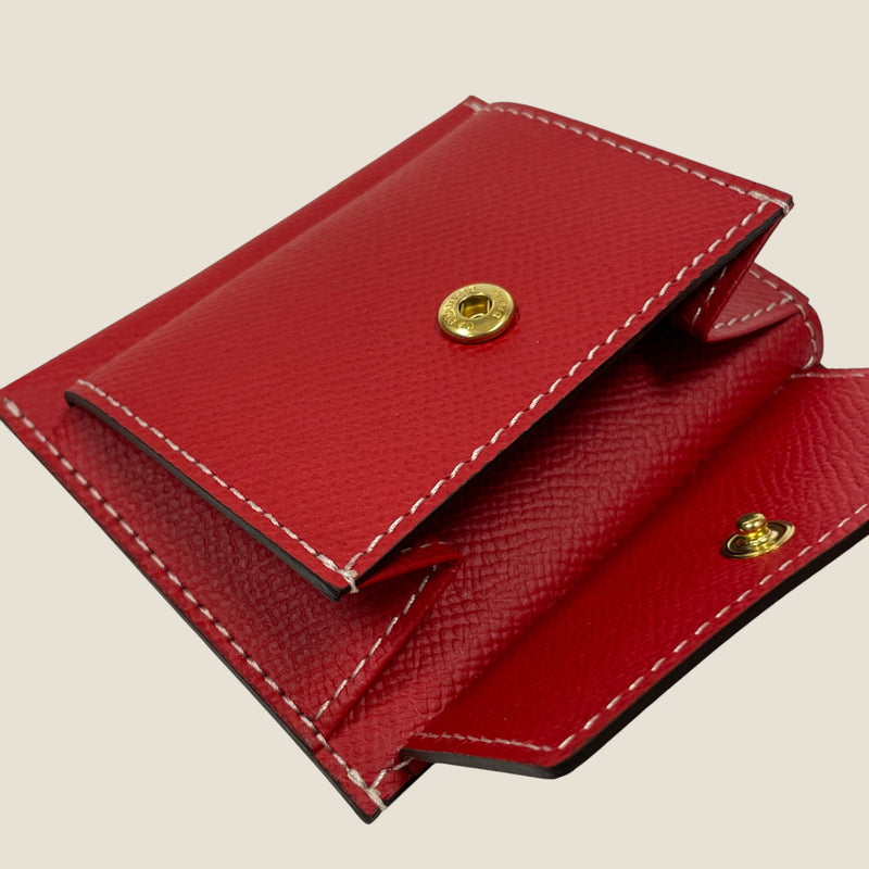 [French calf] <br>Mini -snap wallet<br>color: Red