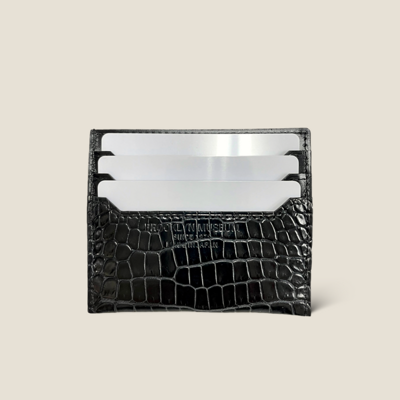 [Color crocodile] <br>Mini -snap wallet <br>color: Black<br>【Build-to-order manufacturing】