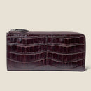 [クロコパターン] <br>Lジップロングウォレット<br>color：ダークブラウン