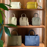 [French calf] <br>gusset tote bag<br>color: taupe