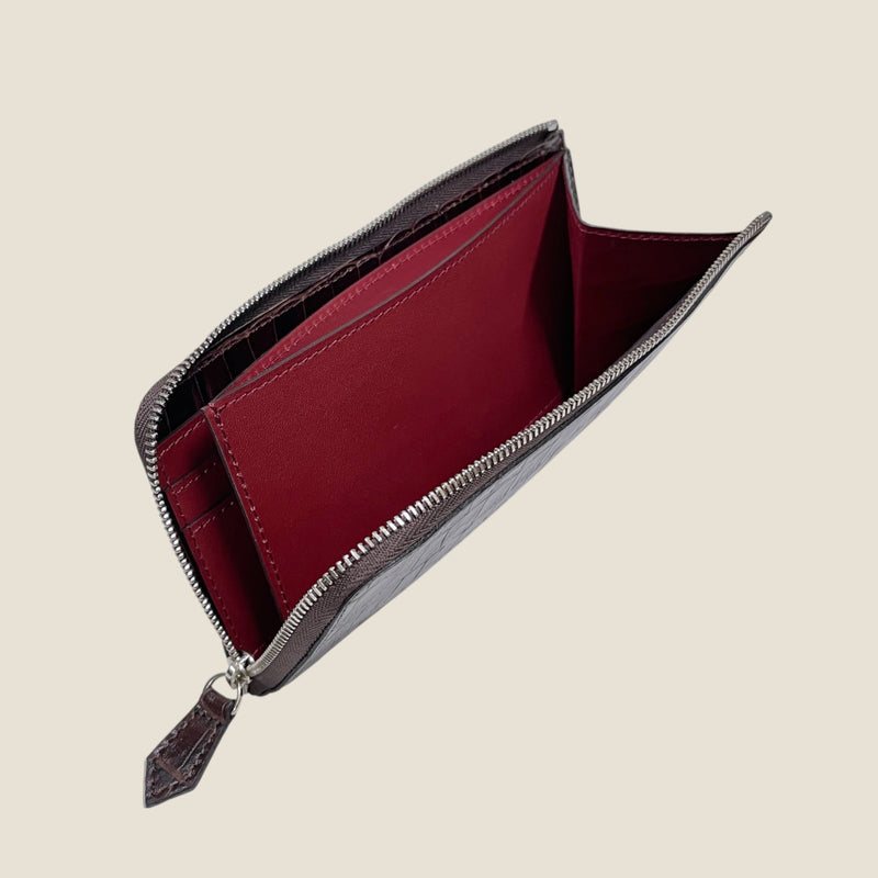 [クロコパターン] <br>Lジップロングウォレット<br>color：ダークブラウン