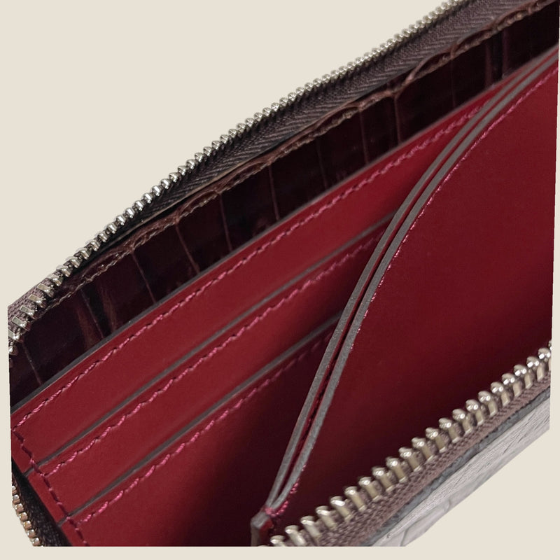 [クロコパターン] <br>Lジップロングウォレット<br>color：ダークブラウン