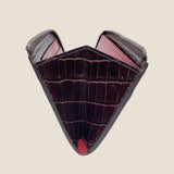 [Croc pattern] <br>L zip long wallet<br>color: dark brown