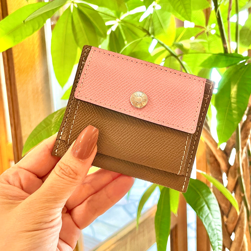 [French calf] <br>Mini -snap wallet<br>Color: Mauve Pink x Tope