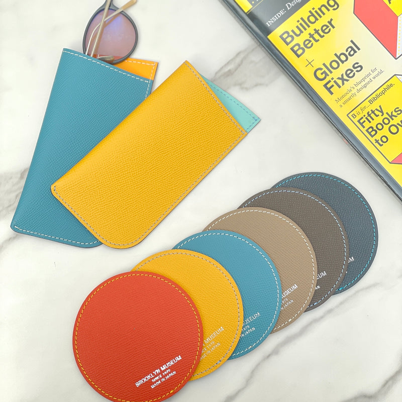 [French calf] <br>glasses case<br>color: Yellow
