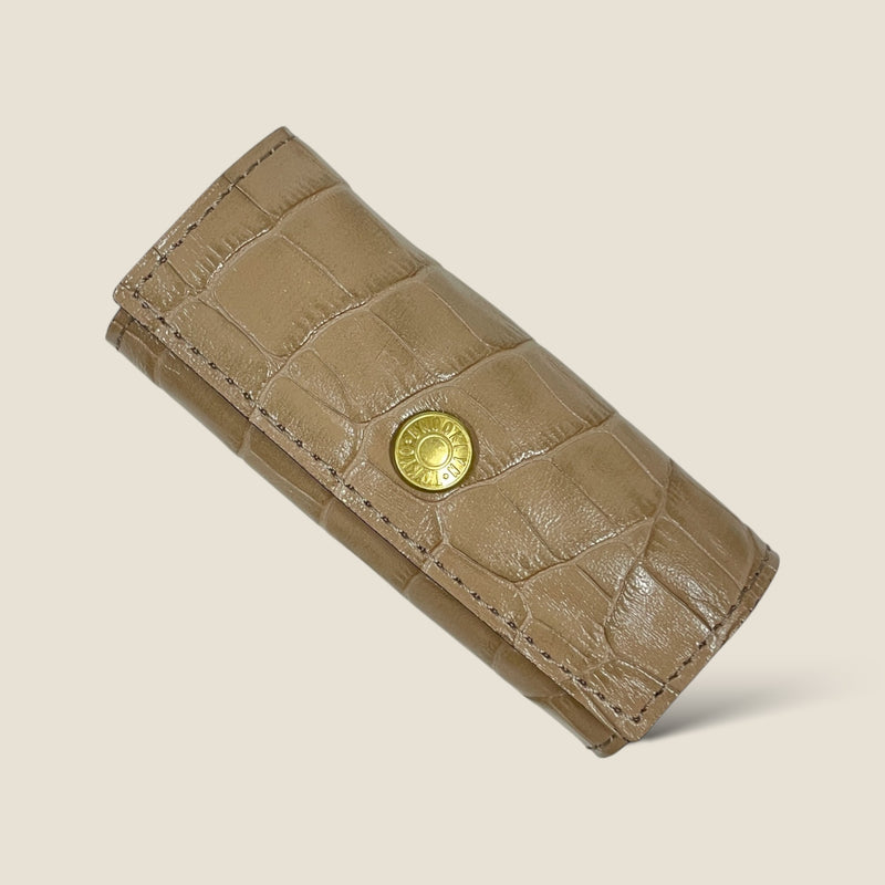 [クロコパターンレザー] <br>三連キーケース<br>color：トープ