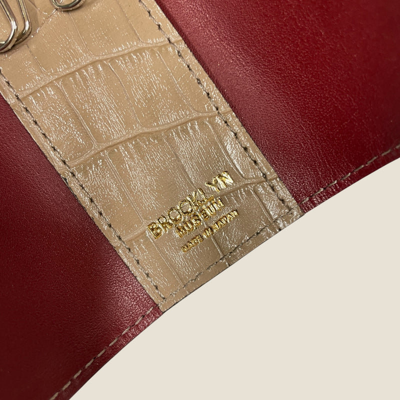 [クロコパターンレザー] <br>三連キーケース<br>color：トープ