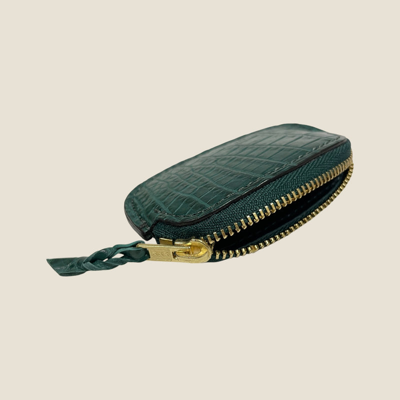 [カラークロコダイル]<br>スマートコインケース<br>color：グリーン