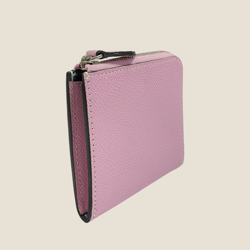 [フレンチカーフ] <br>ハーフLジップウォレット<br>color：モーヴピンク