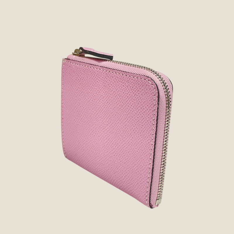 [フレンチカーフ] <br>ハーフLジップウォレット<br>color：モーヴピンク