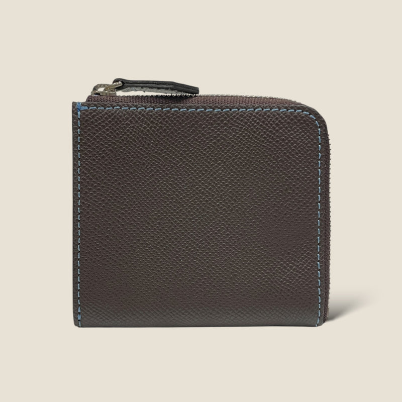 [フレンチカーフ] <br>ハーフLジップウォレット<br>color：ダークブラウン