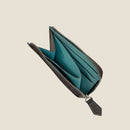 [フレンチカーフ] <br>ハーフLジップウォレット<br>color：ダークブラウン