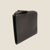 [French calf] <br>Half L zip wallet<br>color: dark brown