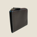 [フレンチカーフ] <br>ハーフLジップウォレット<br>color：ダークブラウン