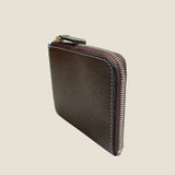 [French calf] <br>Half L zip wallet<br>color: dark brown