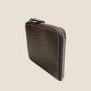 [フレンチカーフ] <br>ハーフLジップウォレット<br>color：ダークブラウン