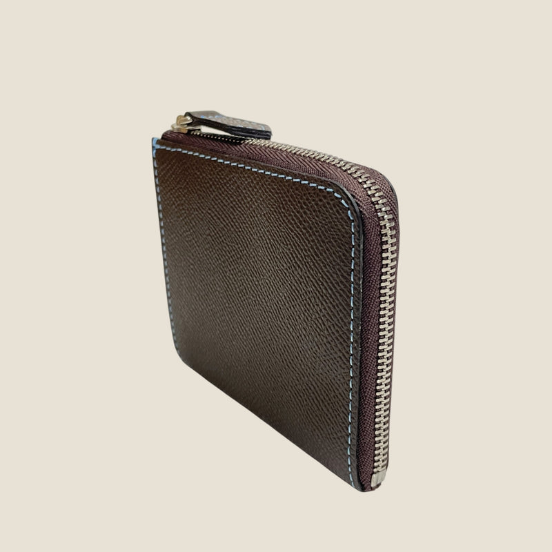 [フレンチカーフ] <br>ハーフLジップウォレット<br>color：ダークブラウン