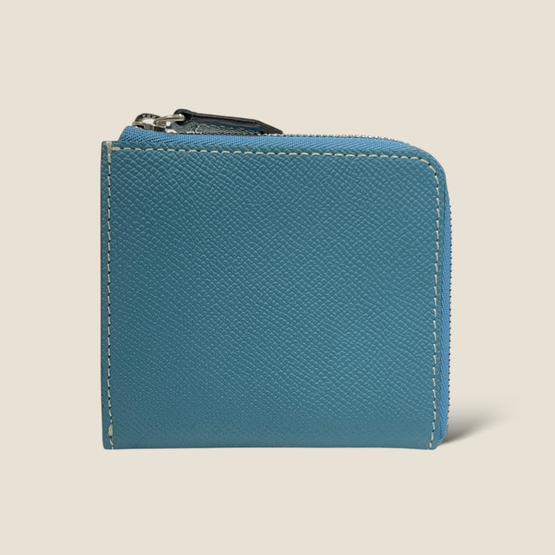 [フレンチカーフ] <br>ハーフLジップウォレット<br>color：ジーンブルー