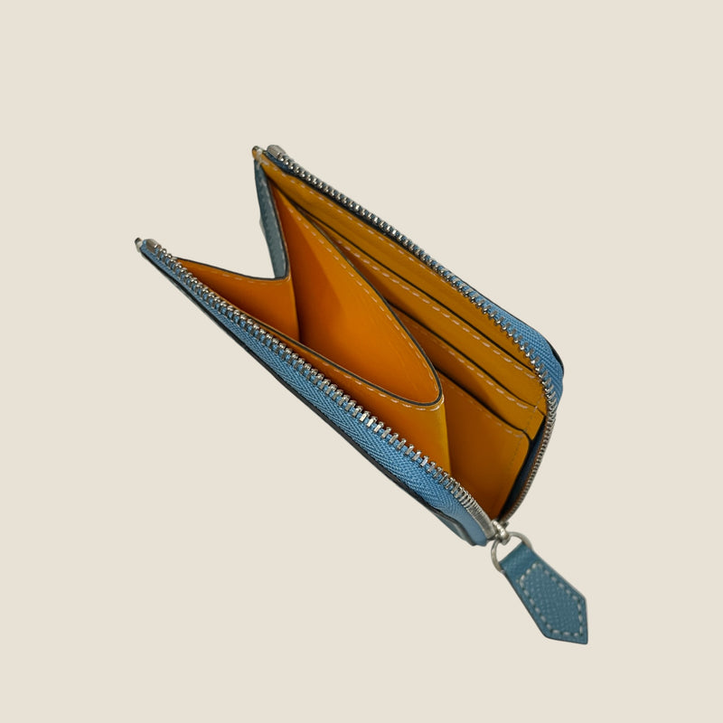 [フレンチカーフ] <br>ハーフLジップウォレット<br>color：ジーンブルー