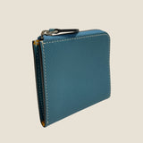 [French calf] <br>Half L zip wallet<br>color: Jean blue