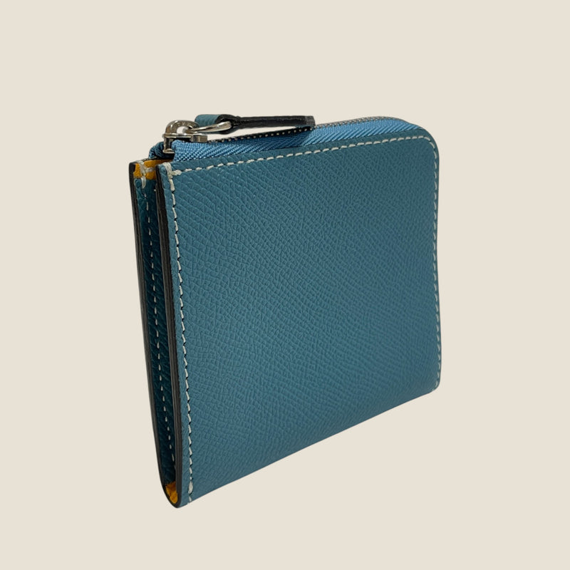 [フレンチカーフ] <br>ハーフLジップウォレット<br>color：ジーンブルー