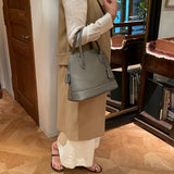 [Shrink leather] <br>round shoulders<br>color: ethane gray