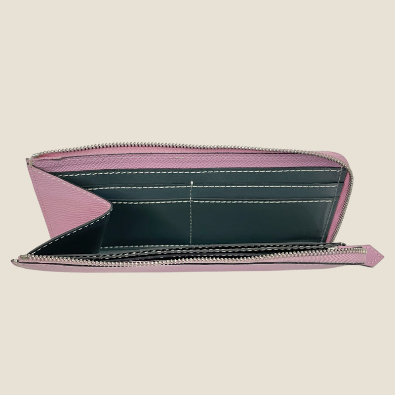 [French calf] <br>L Zip long wallet<br>color: Mauve Pink