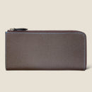 [フレンチカーフ] <br>Lジップロングウォレット<br>color：ダークブラウン