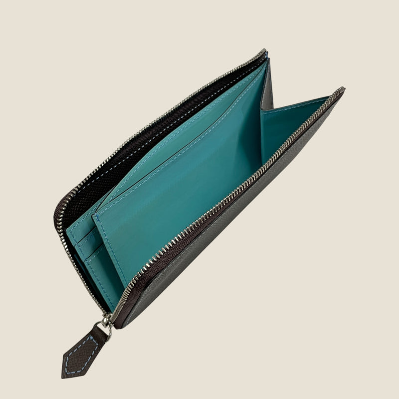 [フレンチカーフ] <br>Lジップロングウォレット<br>color：ダークブラウン