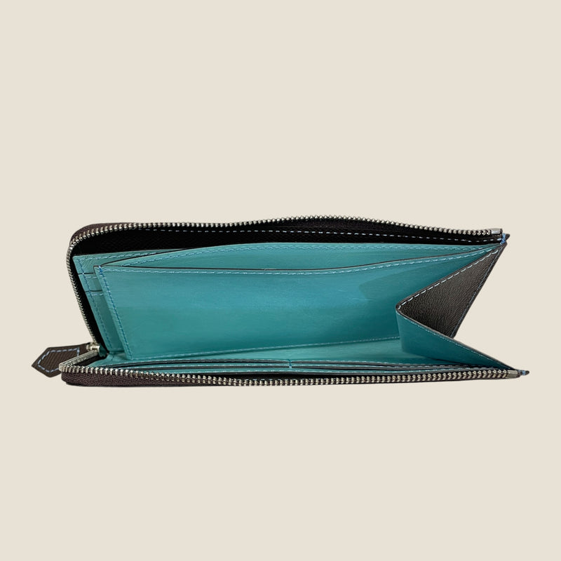 [フレンチカーフ] <br>Lジップロングウォレット<br>color：ダークブラウン