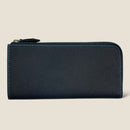 [French calf] <br>L Zip long wallet<br>Color: Navy x Turquoise Stitch