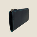 [French calf] <br>L Zip long wallet<br>Color: Navy x Turquoise Stitch