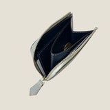 [French calf] <br>Half L zip wallet<br>color: ice gray