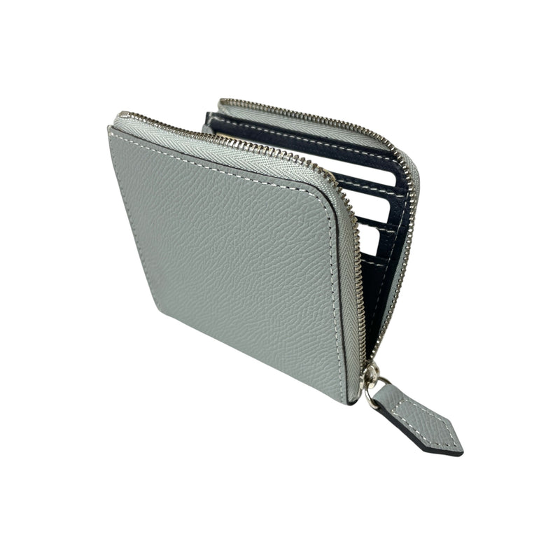 [French calf] <br>Half L zip wallet<br>color: Ice gray