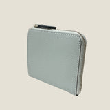 [French calf] <br>Half L zip wallet<br>color: ice gray