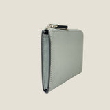 [French calf] <br>Half L zip wallet<br>color: ice gray