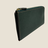[French calf] <br>L zip long wallet<br>color: dark green