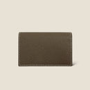 [フレンチカーフ] <br>通しマチカードケース<br>color：エタングレー