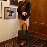 [Shrink leather x croco pattern leather]<br>Voyage L bag<br>color: black