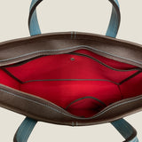 [French calf] <br>Bercy tote bag<br>color: dark brown x aqua blue