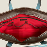 [French calf] <br>Bercy tote bag<br>color: dark brown x aqua blue